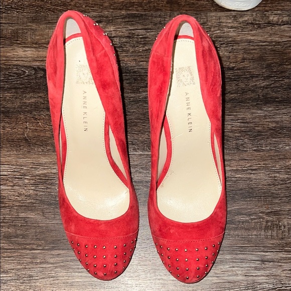 Anne Klein Red Studded Heels - Picture 1 of 6